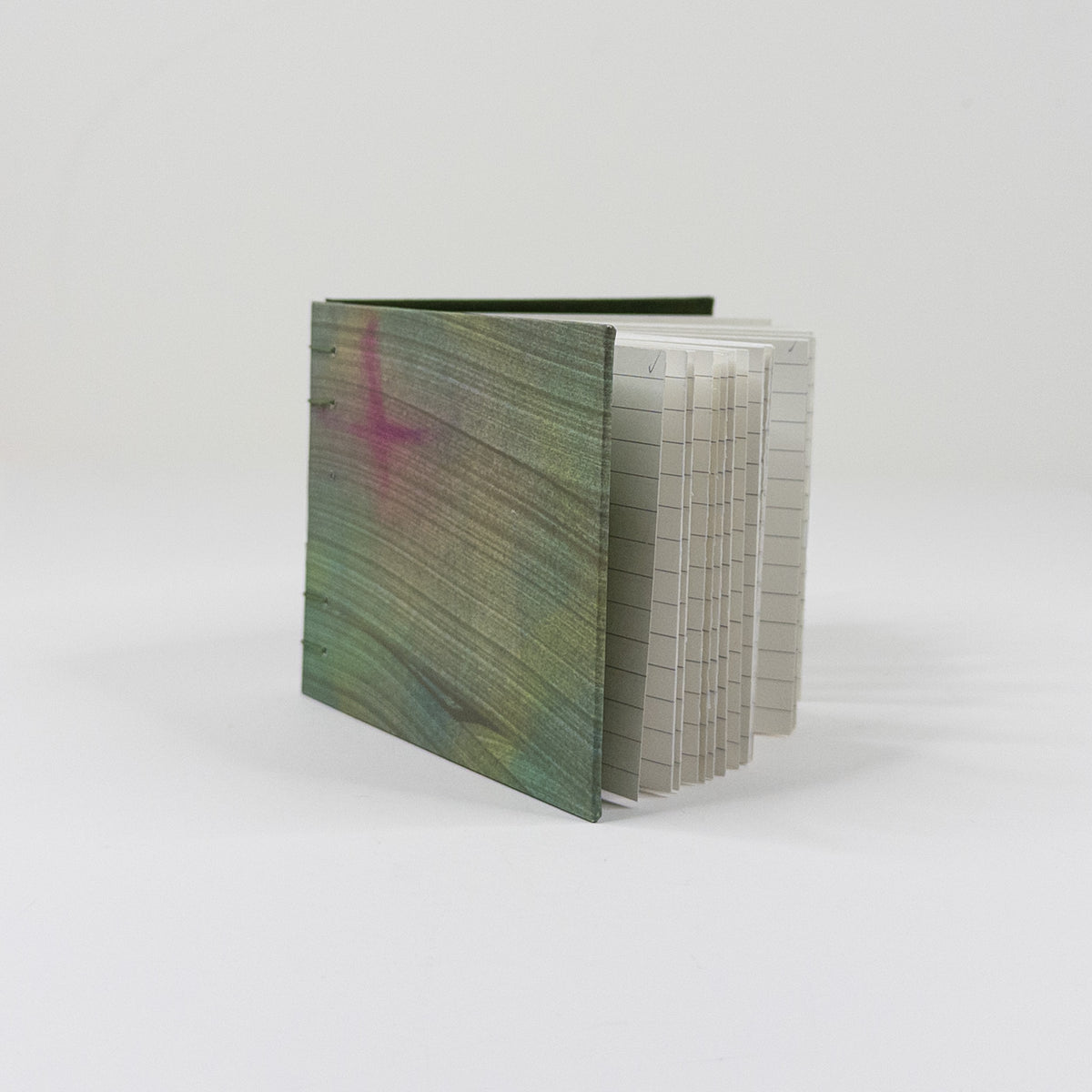 Coptic Stitch Handmade Book - Green & Pink
