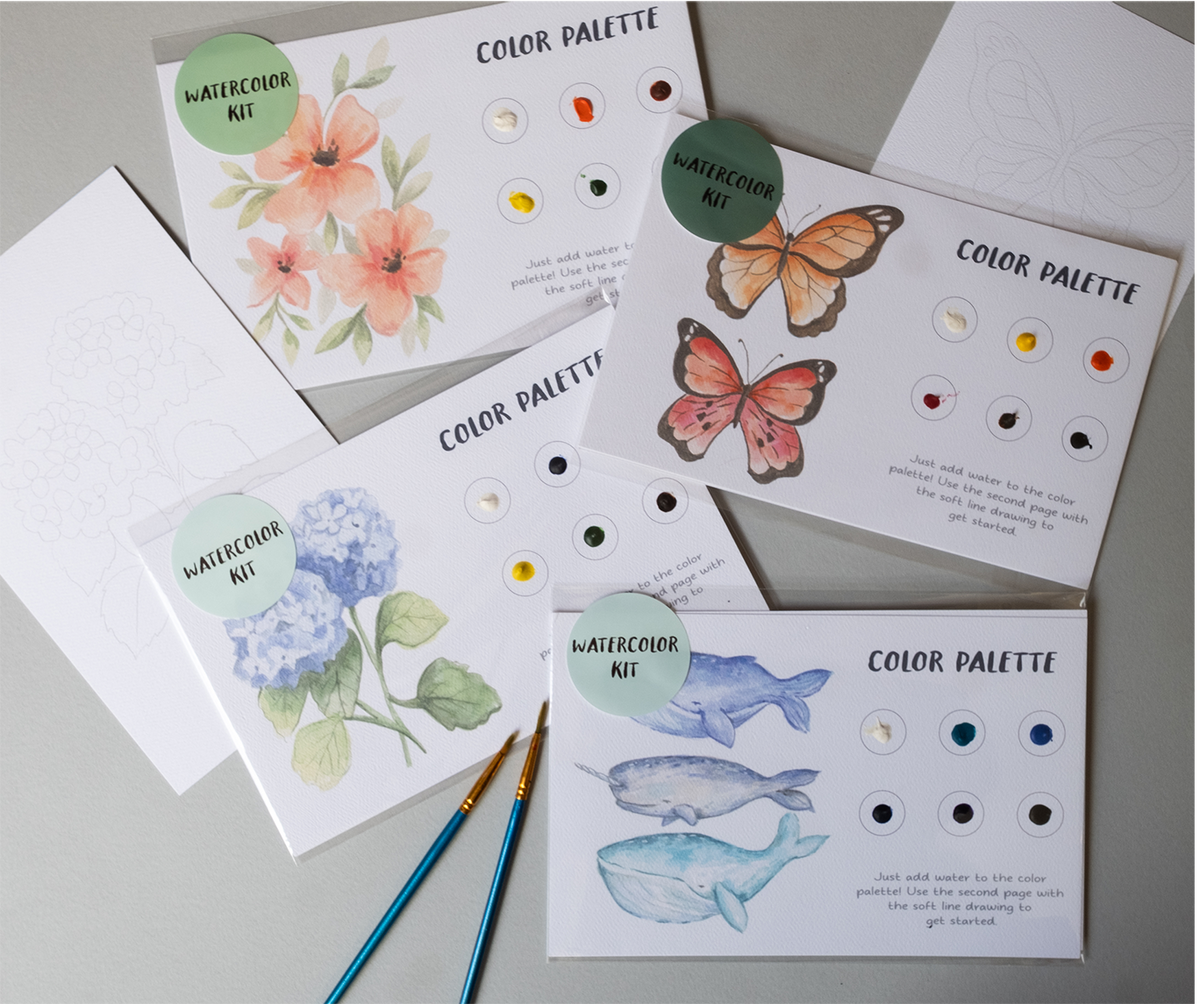Flower Garden Painting Art Kit with Outline page