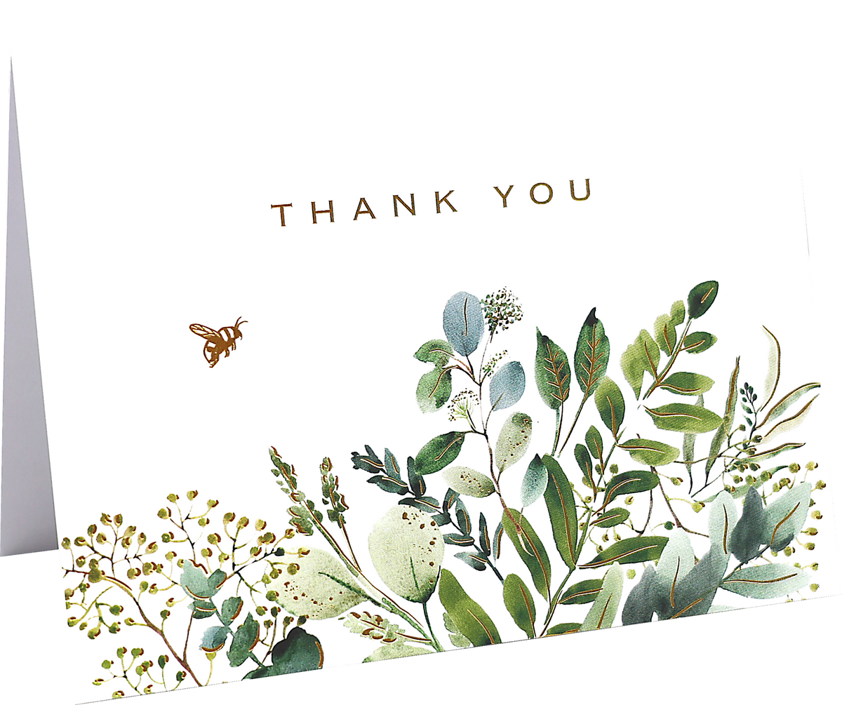 Eucalyptus Premium Thank You Note Cards, detail