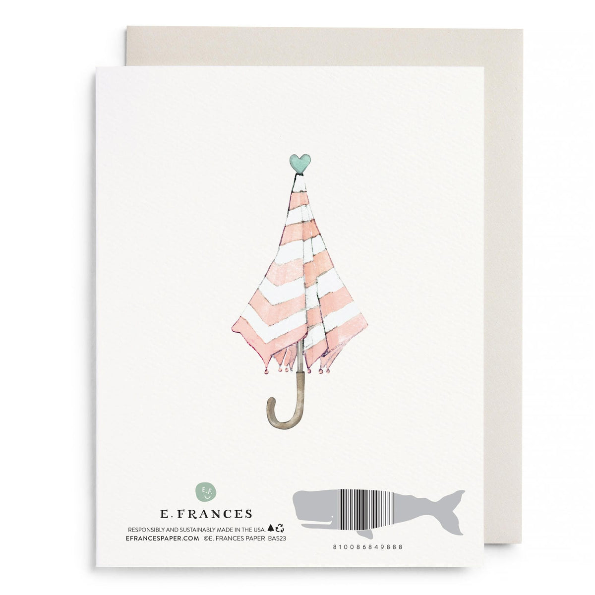 Umbrella Shower Card by E. Frances Paper, back