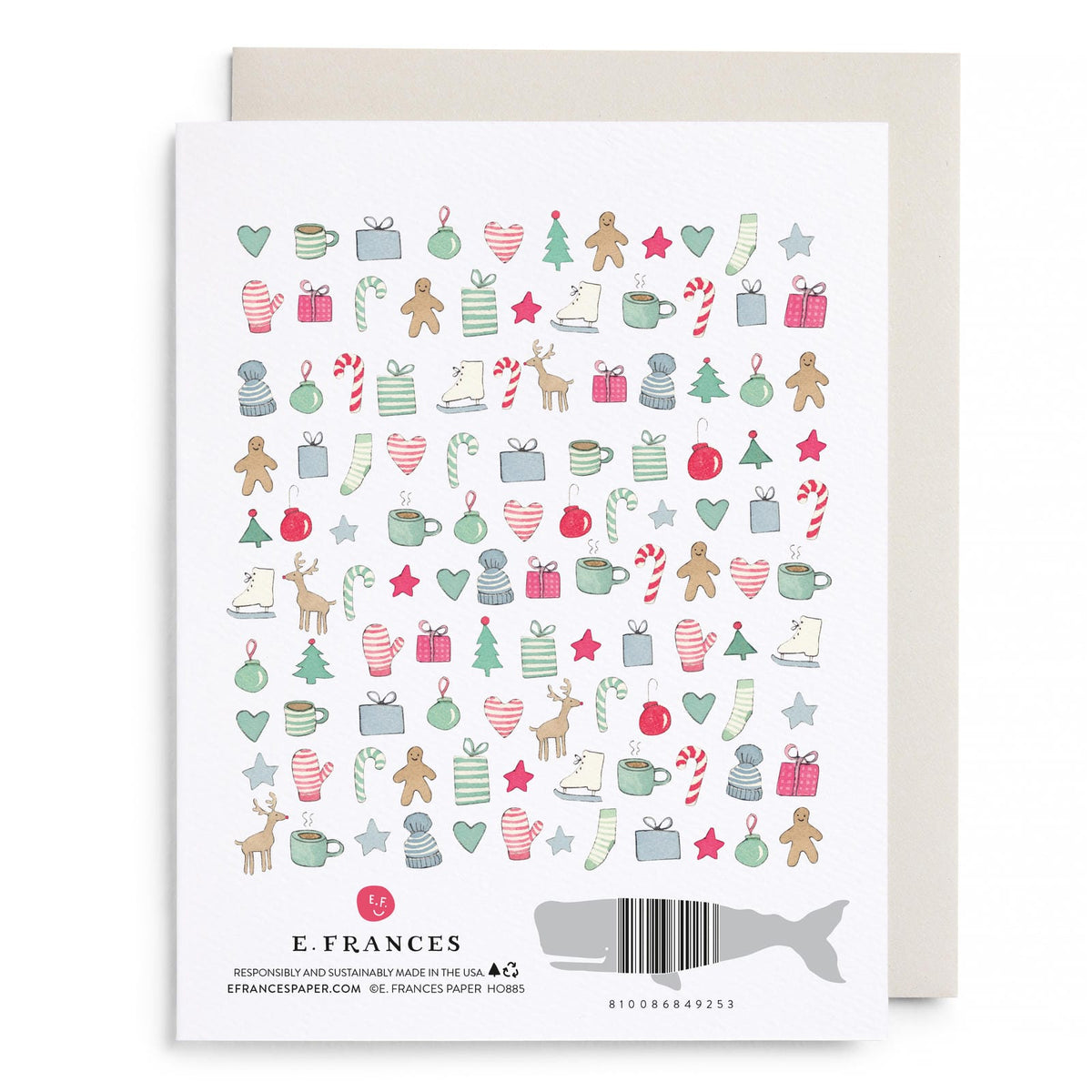 Merry Motif Holiday Card by E. Frances Paper, back
