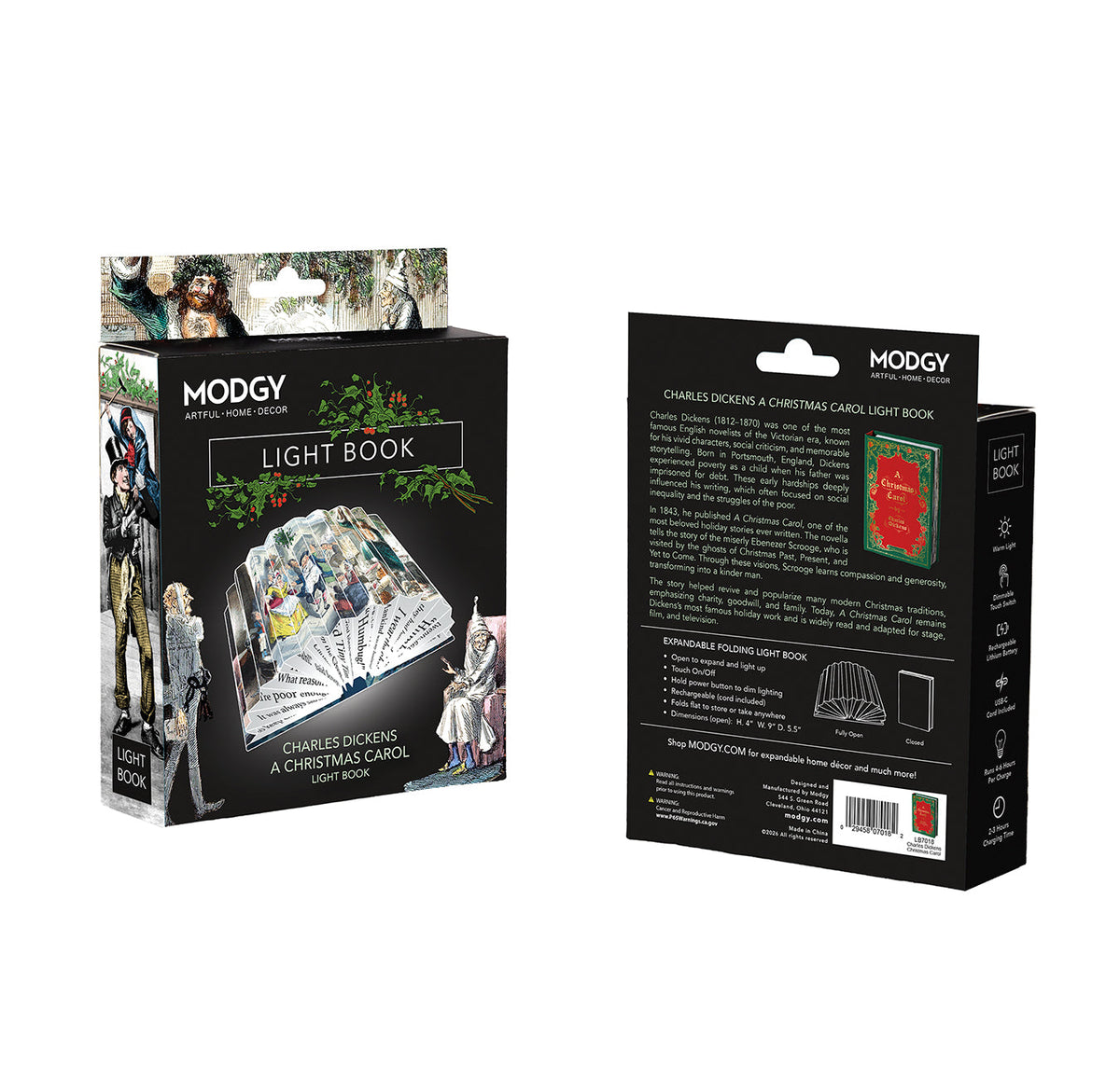 A Christmas Carol light book package, front and back