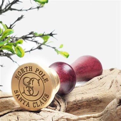 Santa Claus Intertwine Wax Seal Stamp with Burgundy Handle #6500
