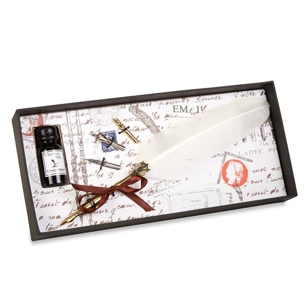 Nostalgic Impressions Feather Quill Dip Pen and Ink Gift Set with Nibs