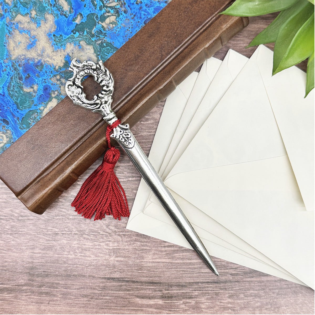 Victorian Letter Opener Antique-style with tassel-7" Gift Box Made In Italy