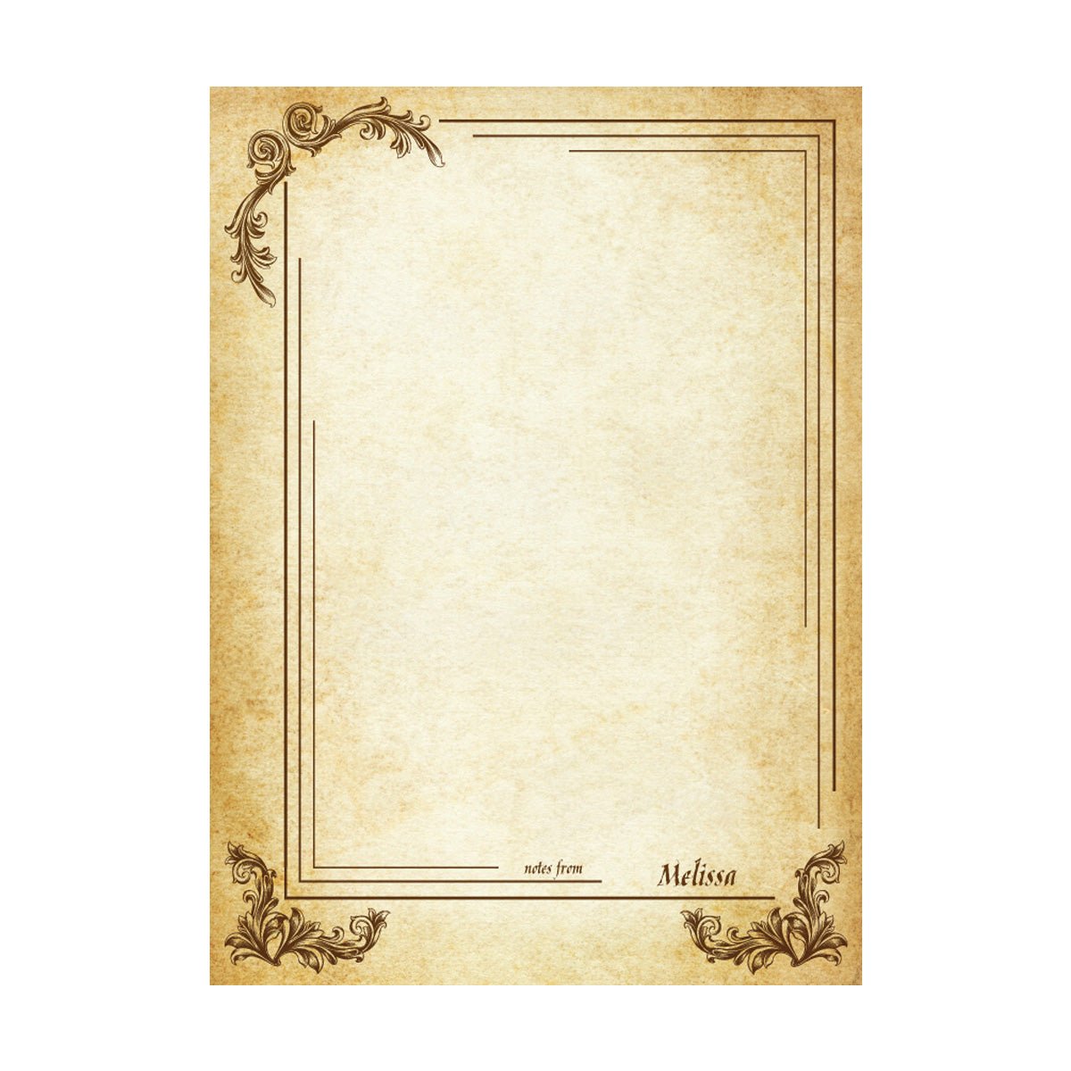 Nostalgic Impressions Vintage Parchment Stationery Gift Set, 20 Sheets and 10 Envelopes, Personalization Available