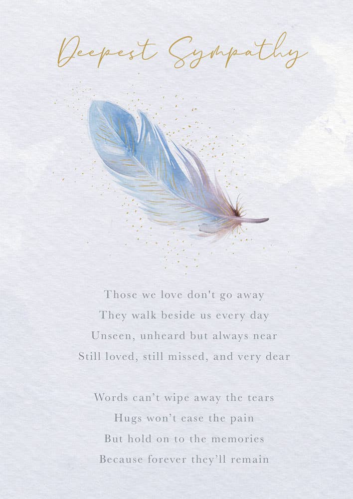 SYMPATHY FEATHER GREETING CARD LING DESIGN