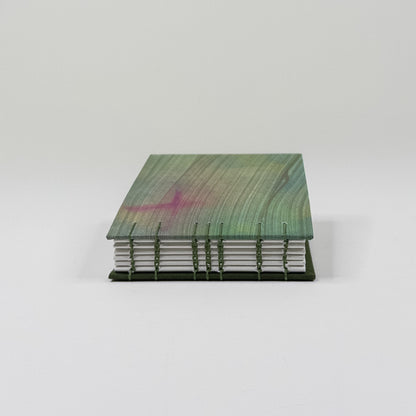 Coptic Stitch Handmade Book - Green & Pink