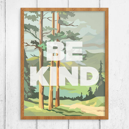 Be Kind Paint By Number Style Forest Scene Print