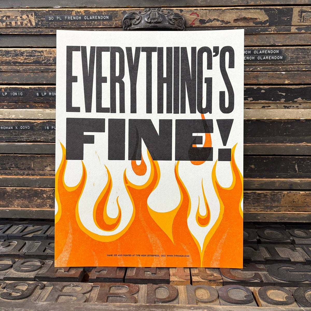 Everything's Fine Letterpress Print
