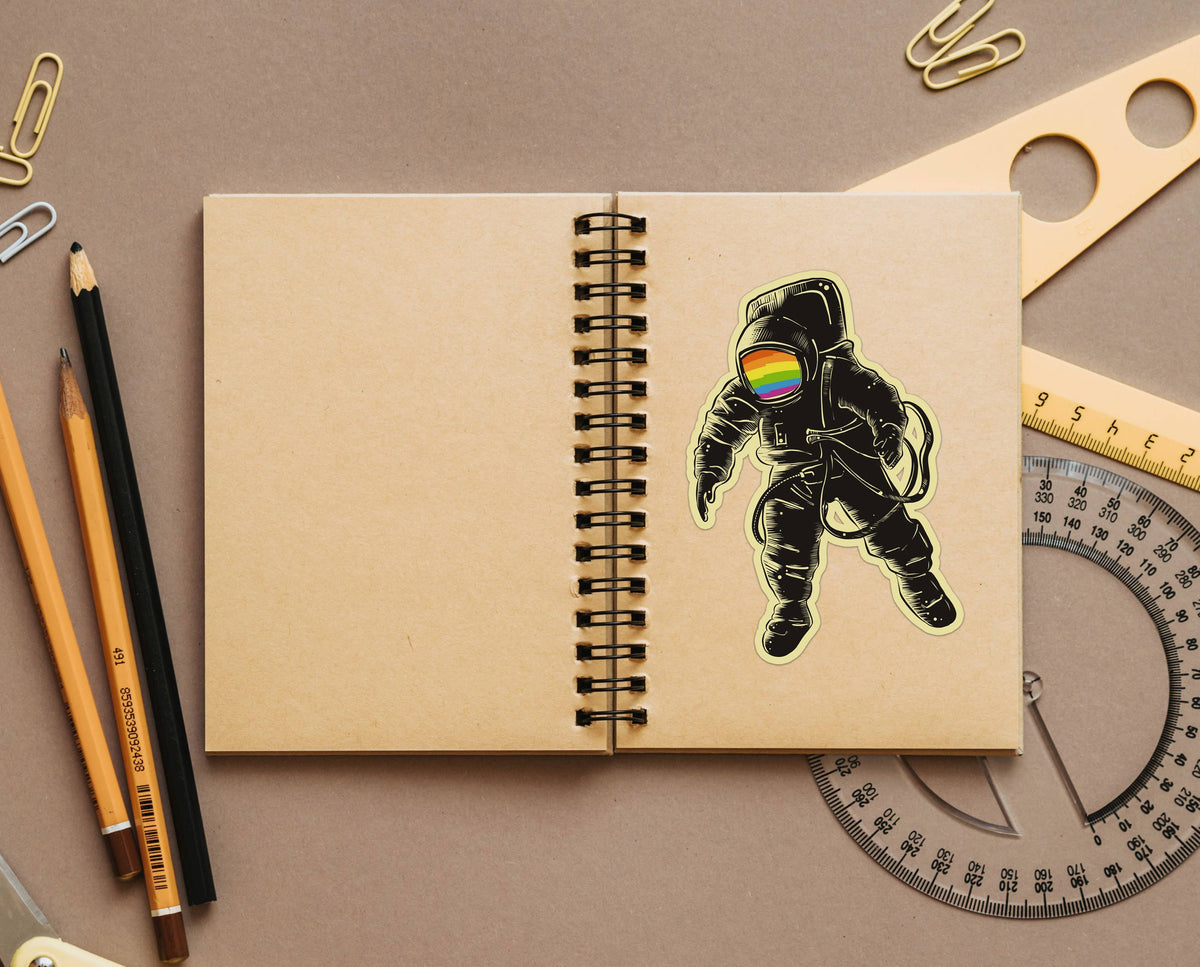 Queer Astronaut Sticker - Vintage Rainbow Astronaut Cosmonau