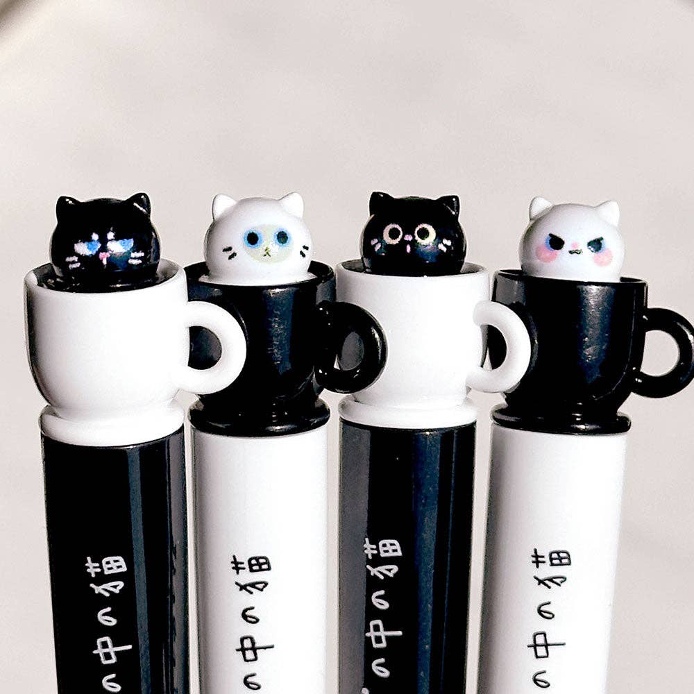 Spinning Cat Teacup Gel Pen, 0.5mm