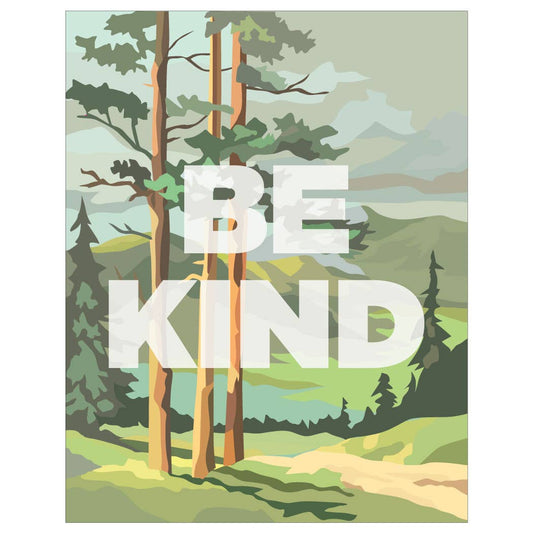 Be Kind Paint By Number Style Forest Scene Magnet