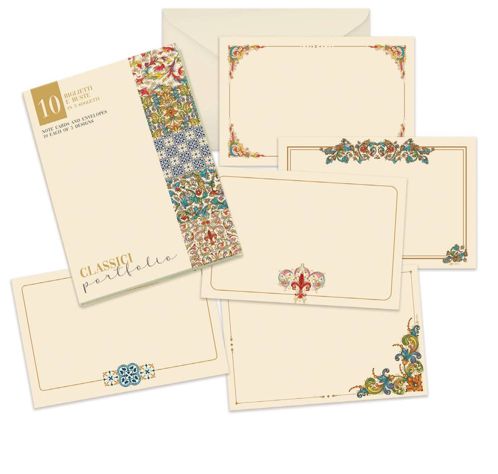 Portfolio Cards Large Size, Note Cards, Italian Stationery: PEACOCK