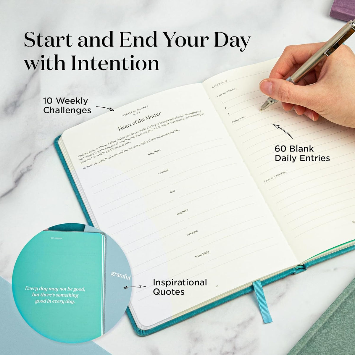 Ink+Volt Daily Gratitude Journal with Inspirational Quotes