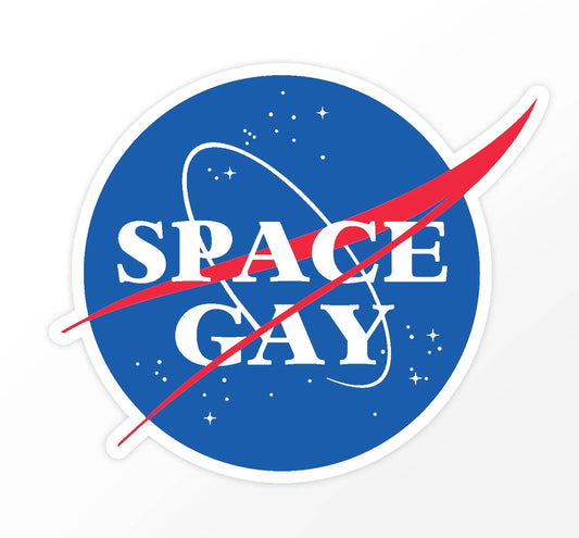 Space Gay sticker 3" x 2.5" - Gay Lesbian Queer Pride LGBT O