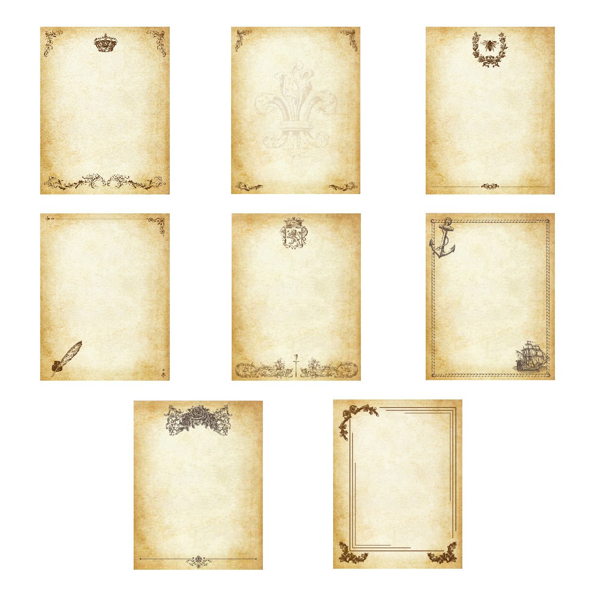 Nostalgic Impressions Vintage Parchment Stationery Gift Set, 20 Sheets and 10 Envelopes, Personalization Available
