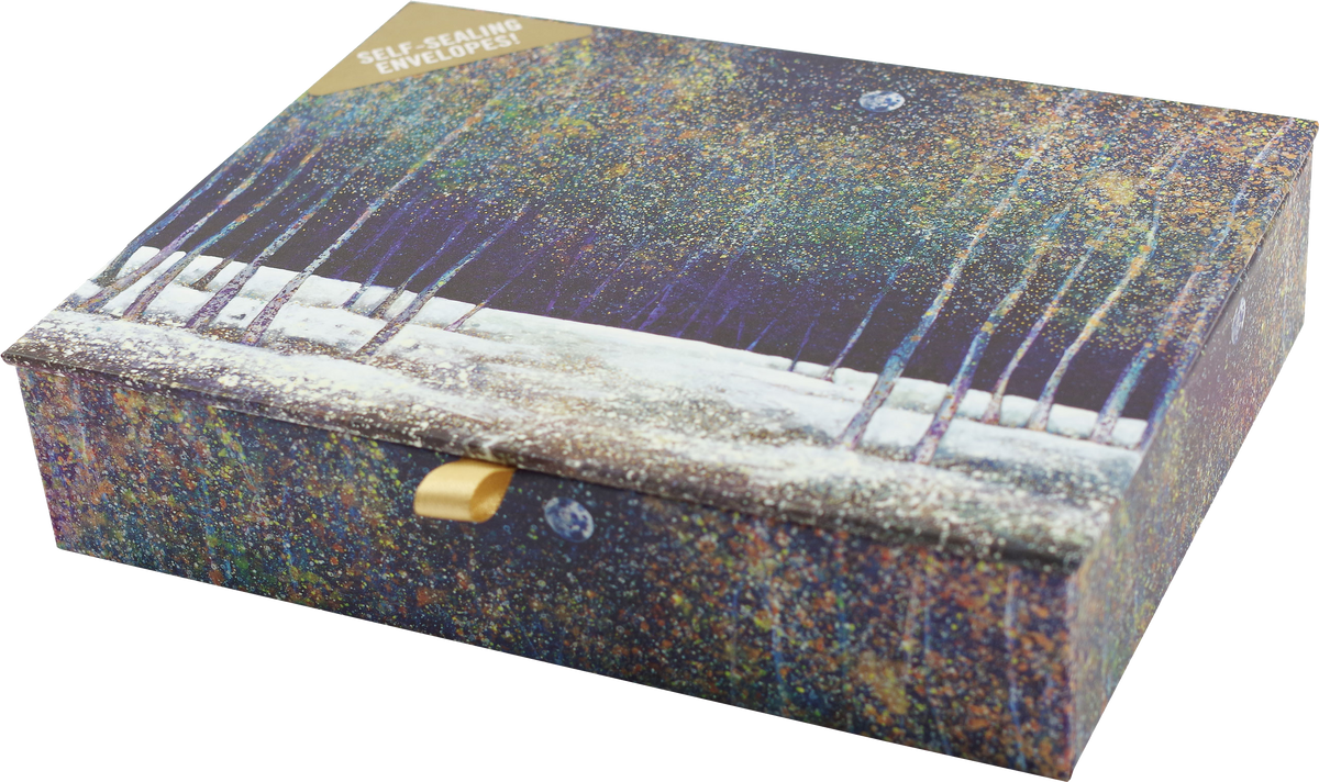 Woodland Evening Deluxe Boxed Holiday Cards, detail
