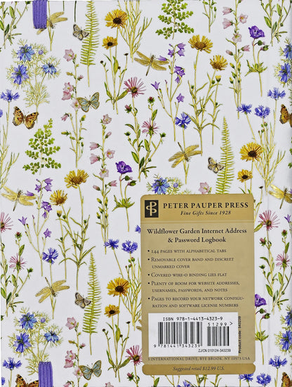 Wildflower Garden Large Internet Address & Password Logbook, back cover