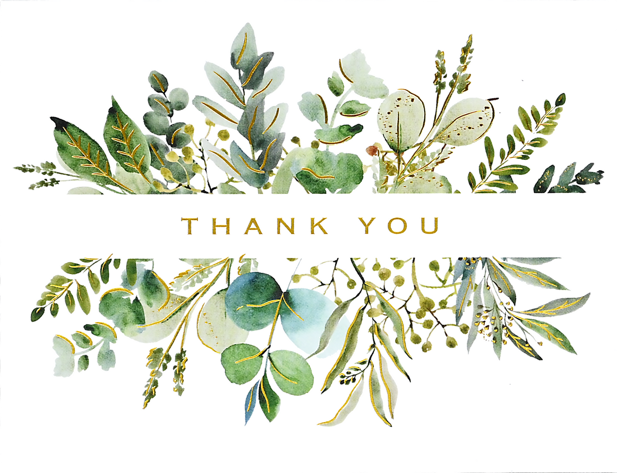 Eucalyptus Premium Thank You Note Cards, detail