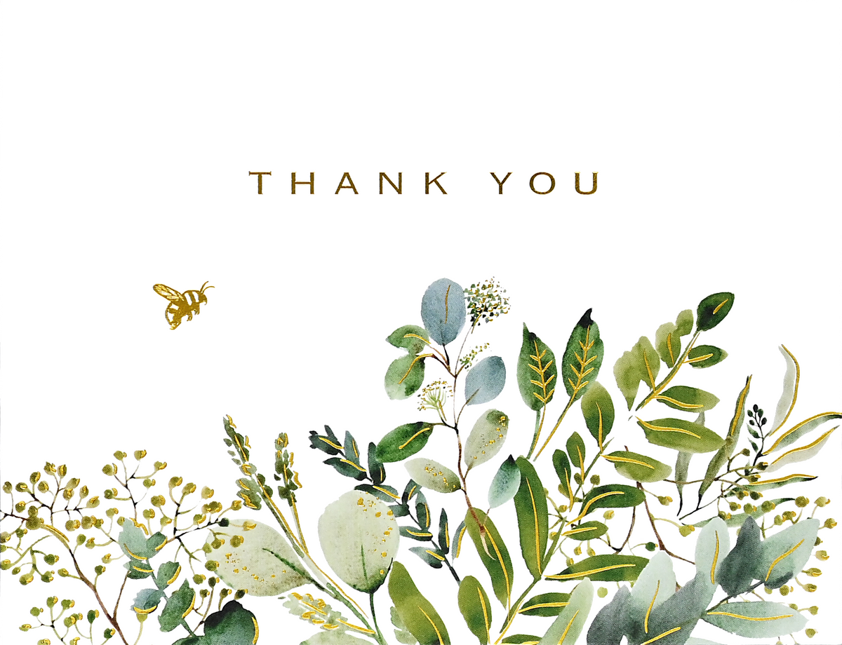 Eucalyptus Premium Thank You Note Cards, detail