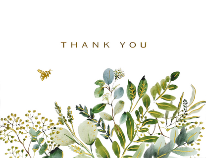 Eucalyptus Premium Thank You Note Cards, detail