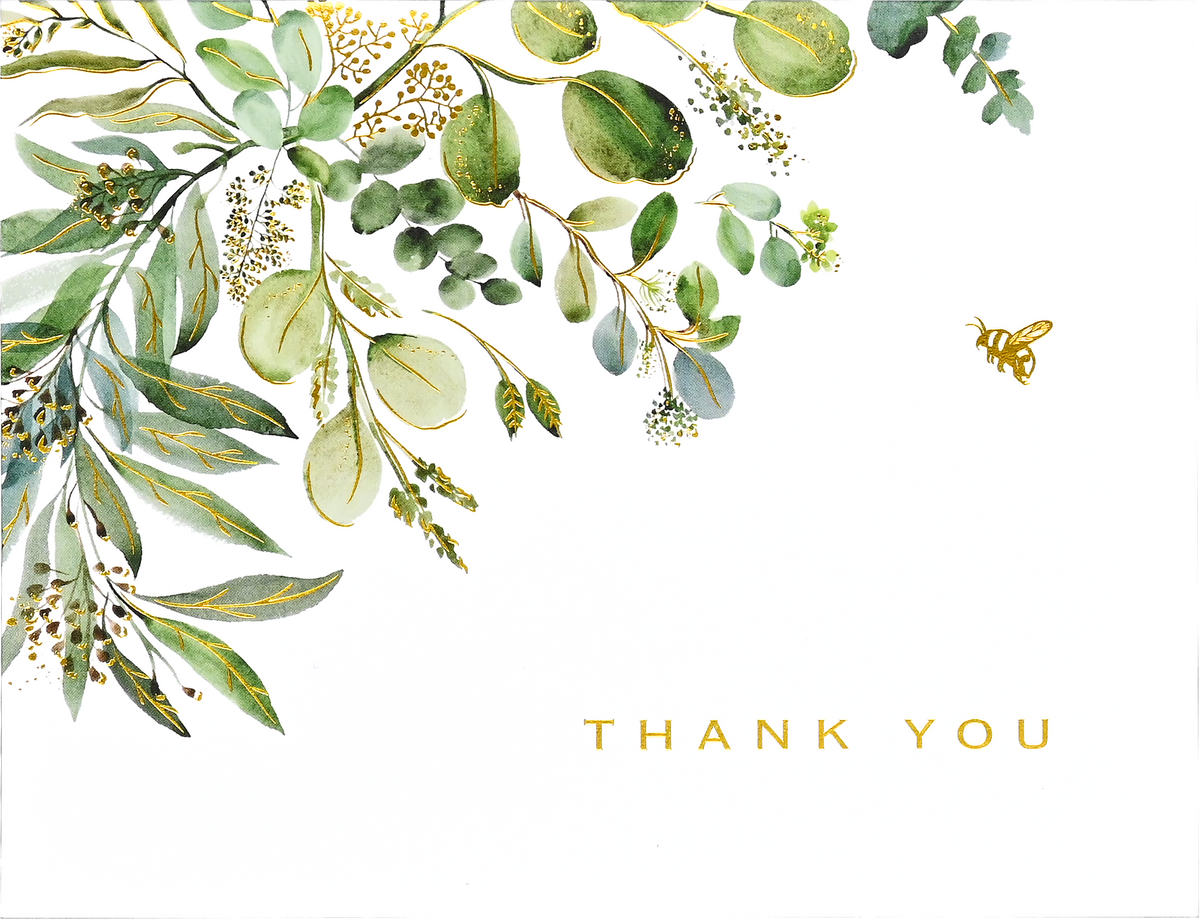 Eucalyptus Premium Thank You Note Cards, detail