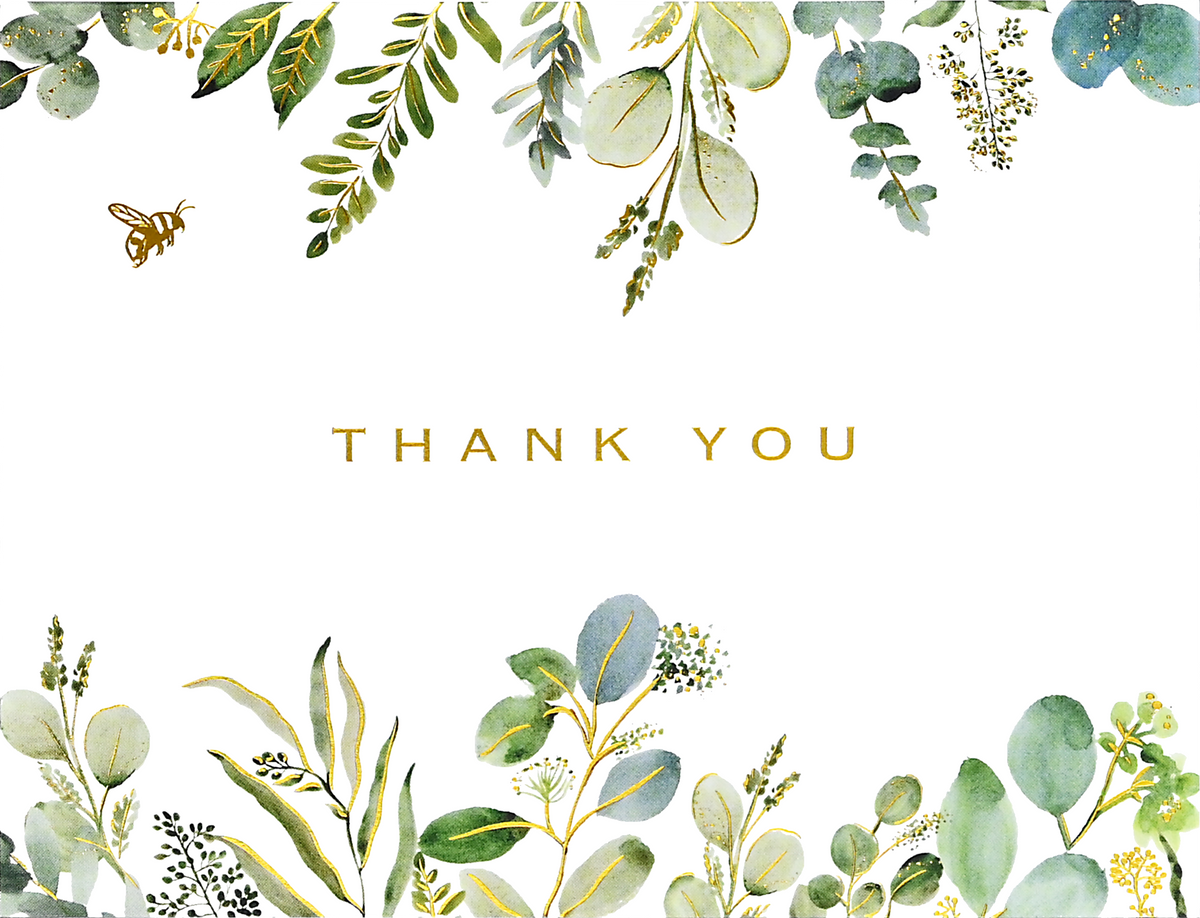 Eucalyptus Premium Thank You Note Cards, detail