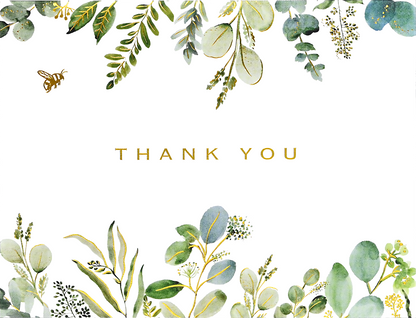 Eucalyptus Premium Thank You Note Cards, detail