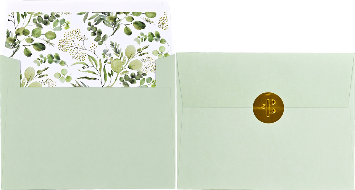 Eucalyptus Premium Thank You Note Cards, detail