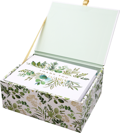 Eucalyptus Premium Thank You Note Cards, detail