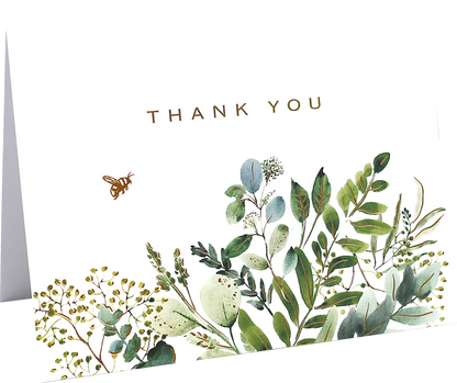 Eucalyptus Premium Thank You Note Cards, detail