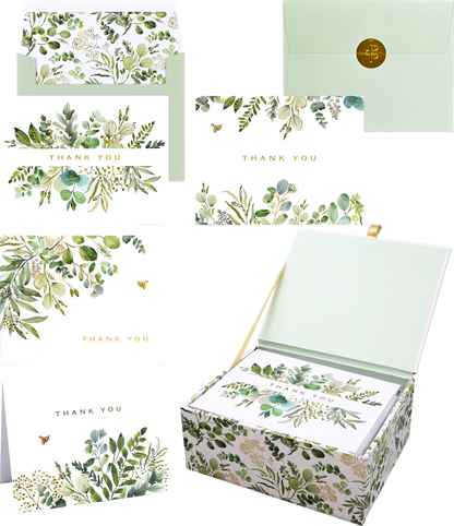 Eucalyptus Premium Thank You Note Cards, front