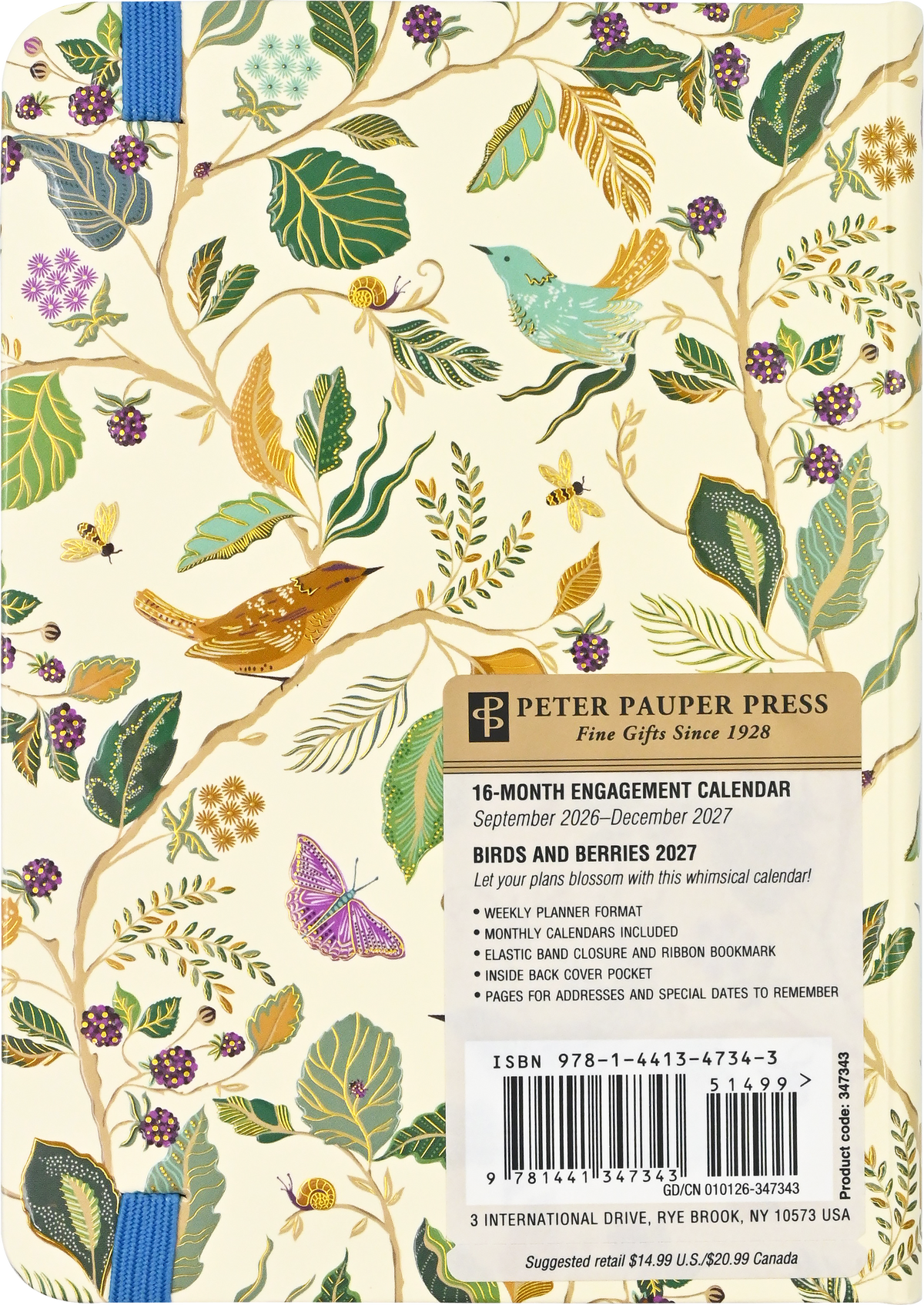 2027 Birds & Berries Weekly Planner, back cover