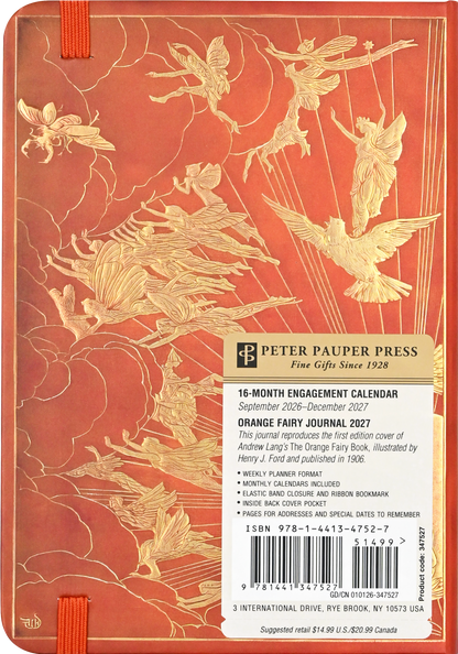 2027 Orange Fairy Weekly Planner, back cover