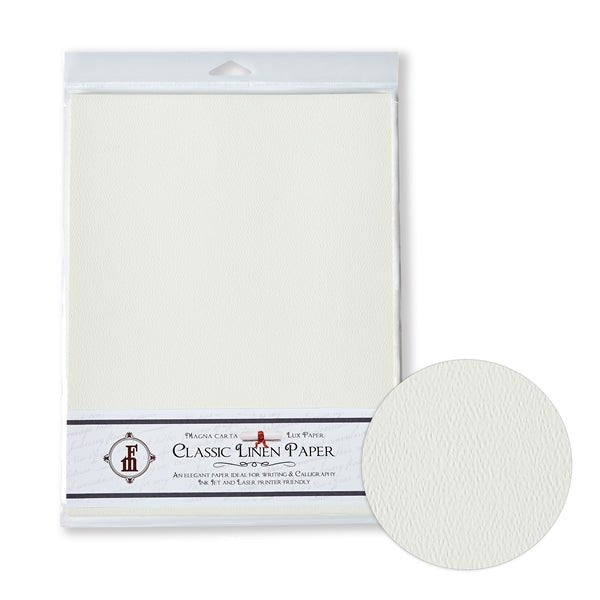 Classic Linen Stationery Paper, 8.5 x 11, 20 Sheets, Brilliant White or Natural