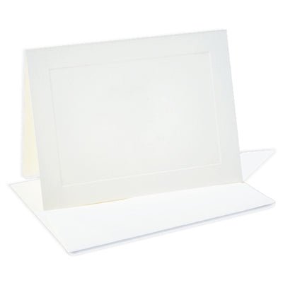 Classic Linen Fold-Over Note Cards with Envelopes, 8 Pack, White or Ivory