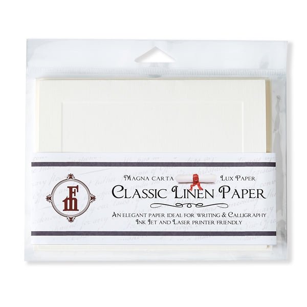 Classic Linen Fold-Over Note Cards with Envelopes, 8 Pack, White or Ivory