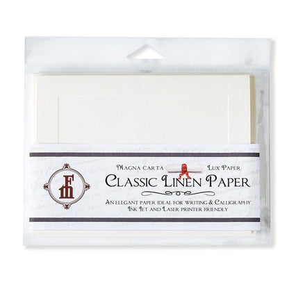 Classic Linen Fold-Over Note Cards with Envelopes, 8 Pack, White or Ivory