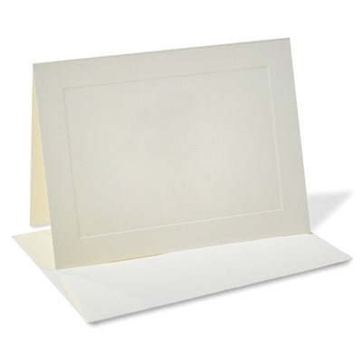 Classic Linen Fold-Over Note Cards with Envelopes, 8 Pack, White or Ivory