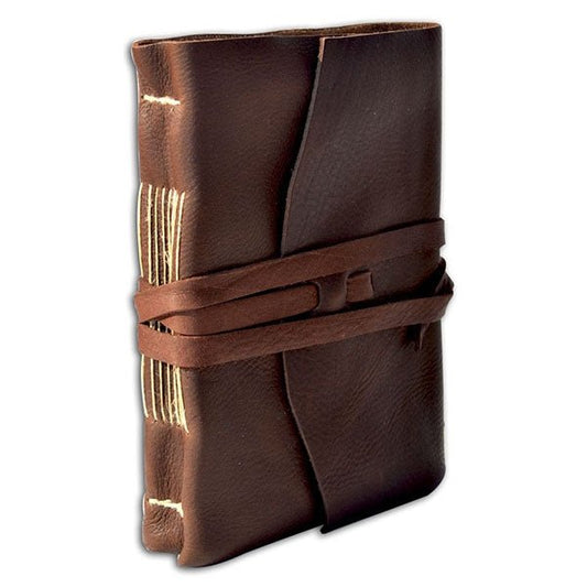 Manufactus Medieval Leather Journal, Nabuk Leather with Amalfi Paper, Hand Stitched in Italy