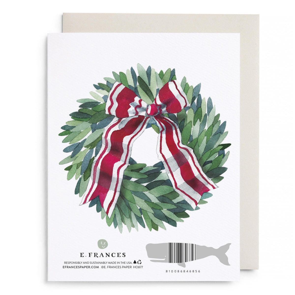 Laurel Wreath Holiday Card by E. Frances Paper, back