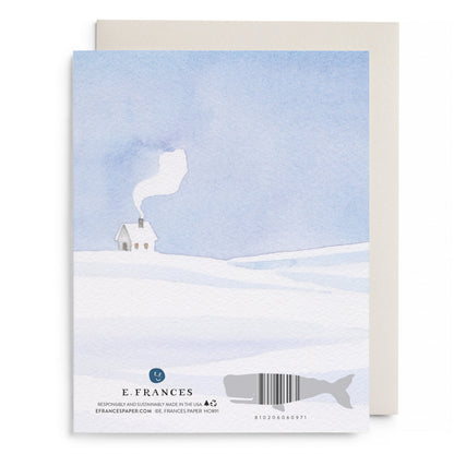 Snowy Cabin Holiday Card by E. Frances Paper, back