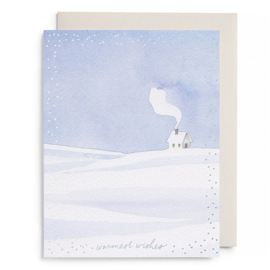 Snowy Cabin Holiday Card by E. Frances Paper, front