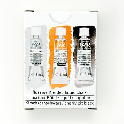 Schmincke Liquid Earth and Liquid Charcoal 5ml - Set of 3