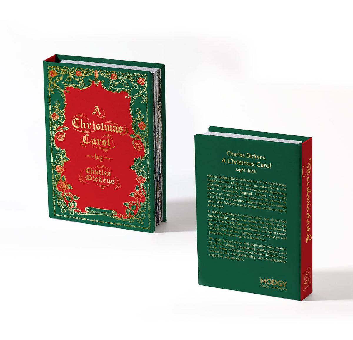 A Christmas Carol light book covers, front and back