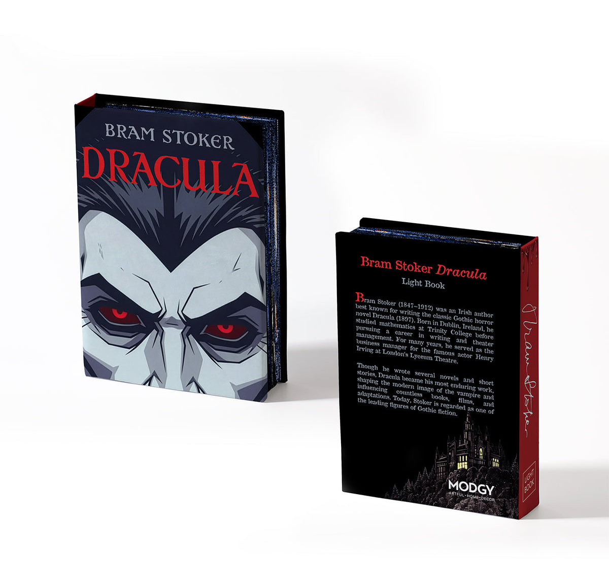 Dracula light book covers, front and back