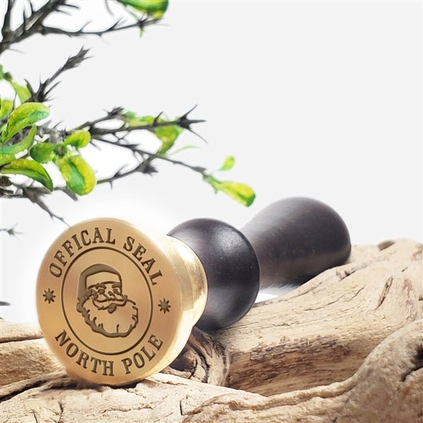 North Pole Official Christmas Santa Letter Wax Seal Stamp with Black Wood Handle