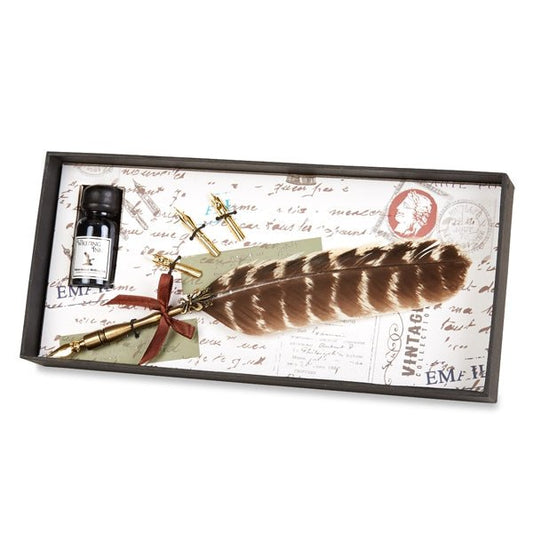 Nostalgic Impressions Feather Quill Dip Pen and Ink Gift Set with Nibs