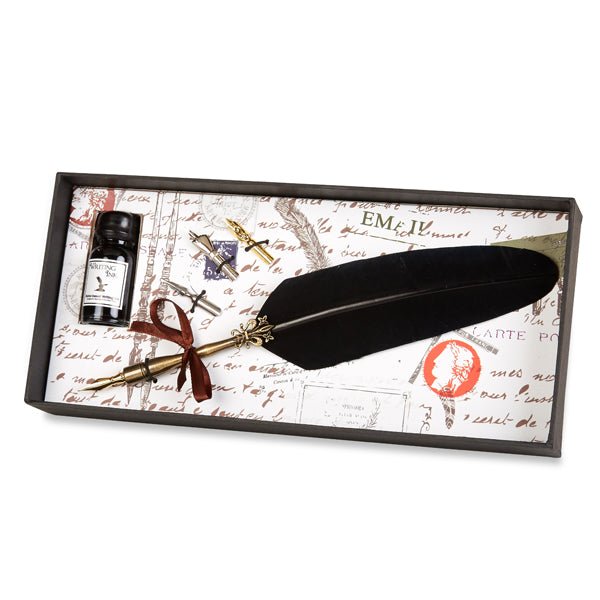Nostalgic Impressions Feather Quill Dip Pen and Ink Gift Set with Nibs